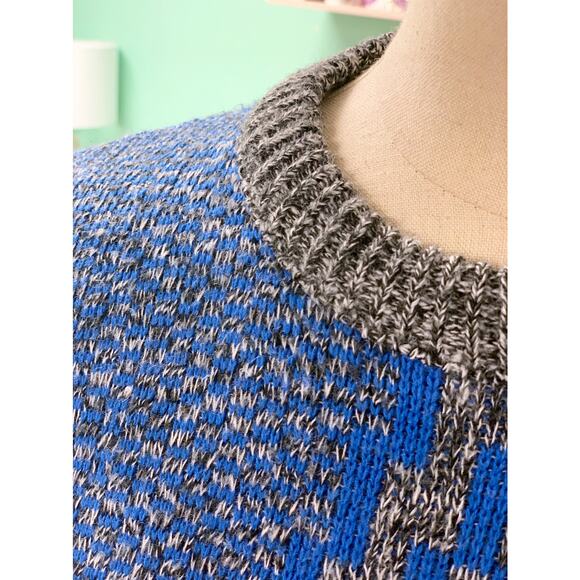 Vintage Fortune Knits, Inc Womens Blue Gray Knit Geometric Sweater Vest - Picture 5 of 8